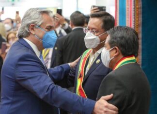 Alberto Fernández estuvo en la asunción de Arce