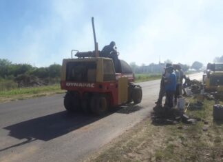Encararon trabajos de bacheo en el Acceso Norte