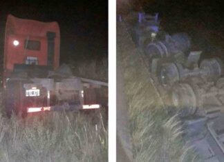 Volcó un camión con carga