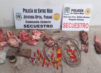 Secuestraron cartuchería y animales faenados