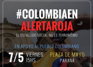 Se manifestarán en Paraná en apoyo al pueblo colombiano