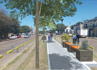 Continúa la puesta en valor en las plazoletas del boulevard Yrigoyen