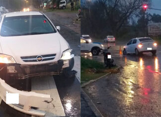 Chocaron un auto y una moto: Joven está hospitalizado
