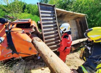Trasladaron al chofer del camión volcador