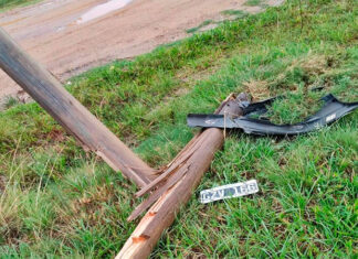 Chocó un poste y huyó del lugar: quedó la patente y fue identificado