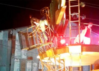 Dos heridos por la caída de una grúa en Gualeguaychú