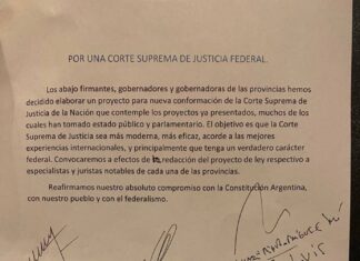 Gobernadores de 16 provincias pidieron la conformación de una Corte Suprema «federal»