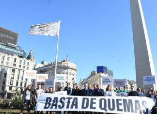 Intendentes santafesinos reclamaron en el Obelisco el cese de las quemas en el Delta: Piden que Bordet se ponga al frente