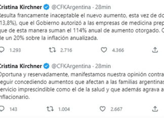 CFK criticó los aumentos autorizados a las prepagas