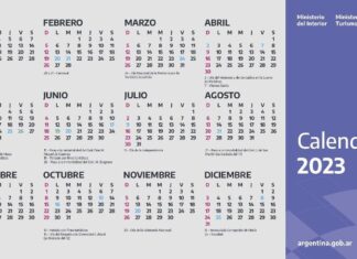 2023. CALENDARIO OFICIAL. Cuáles serán y cuándo caen los 19 feriados