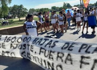 Hubo un corte en rechazo a las bajas en el Potenciar Trabajo