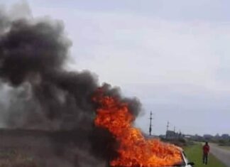 Se prendió fuego un vehículo en la Ruta 39