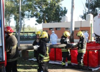 En frigorífico. Hubo un simulacro de incendio y evacuación