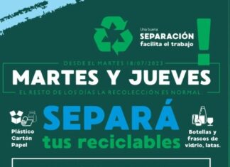 «Separá tus reciclables»: Invitan a hacerlo los martes y jueves