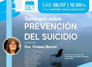 Mañana dictarán un seminario sobre prevención del suicidio en el Scelzi