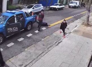 VIDEO: La Policía baleó a un hombre que intentó asesinar con un arma a su ex pareja