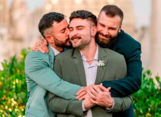 Celebraron una boda poliamorosa en Brasil: Se casaron tres hombres