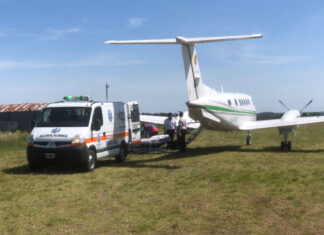 Trasladaron a un paciente desde nuestro aeródromo hasta Trelew