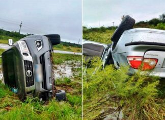 Auto y camioneta despistaron y volcaron en Autovia 14: dos heridos