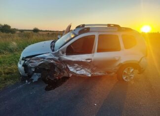 Basavilbaso. Violenta colisión entre dos autos en la ruta 39