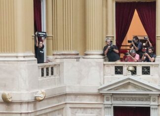 Protesta de Greenpeace durante la mega sesión: «El ambiente no se negocia»