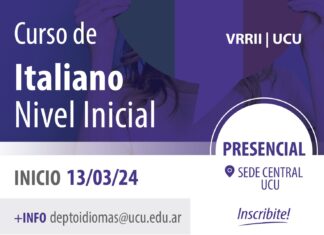 Dictan curso de italiano nivel inicial en la UCU