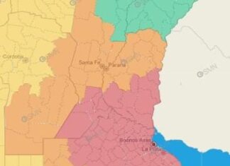 Se emitió una alerta roja para el sur y parte del centro de Entre Ríos por fuertes tormentas