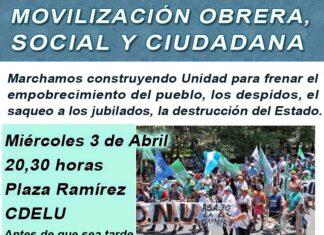 El MOSU marchará este miércoles 3 hacia la plaza Ramírez
