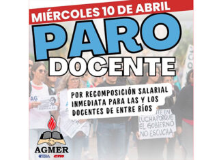 Agmer realiza paro este miércoles