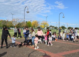 Caseros: Más de 25 mascotas desfilaron, por primera vez, junto a sus dueños