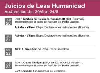Derechos humanos: Semana de audiencias en juicios por casos de lesa humanidad
