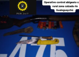 Incautaron un arma de fuego y un cuchillo a tres personas que circulaban por camino rural
