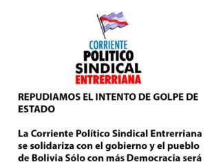 La Corriente Político Sindical Entrerriana se solidarizó con Bolivia