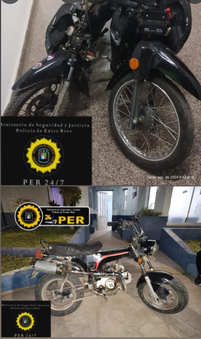 7 Recuperan tres motos robadas en Concepción del Uruguay sin detenidos