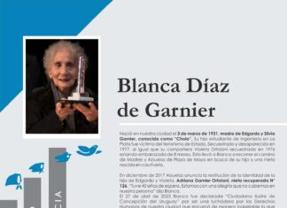 Derechos Humanos recordó a Blanca Díaz de Garnier, ciudadana ilustre de Concepción del Uruguay