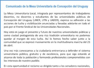 La Mesa Universitaria local en defensa de la enseñanza pública