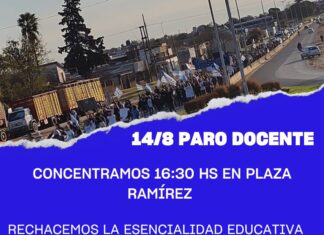 Los docentes paran y se movilizan en rechazo a la esencialidad educativa