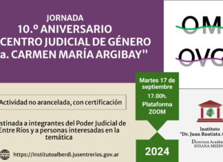 Jornada por el 10° aniversario del Centro Judicial de Género Doctora Carmen María Argibay
