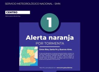 Emitieron una alerta naranja por lluvias y tormentas para esta noche y madrugada
