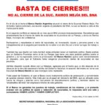 Fuerte oposición de La Bancaria al cierre de Sucursales del Nación