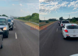 Las filas de vehículos y demoras en el paso fronterizo entre Colón y Paysandú