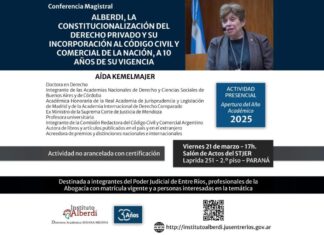 Aída Kemelmajer disertará en la Apertura del Año Académico 2025 del Instituto Alberdi