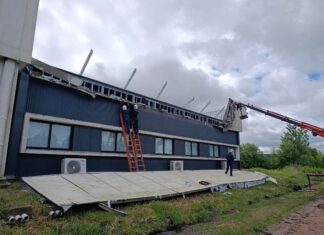 El temporal provocó daños en el Centro de Entrenamiento de Bomberos Voluntarios en Villa Elisa