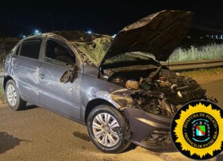 Volcó un auto en la Ruta 14: el conductor resultó ileso