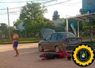 Choque entre auto y moto dejó a un hombre con lesiones leves en 31 del Oeste y Artusi