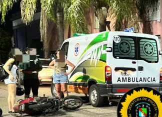 Choque entre Dos Motos en Esquina Céntrica de Concepción del Uruguay