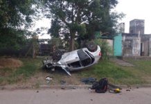 Despiste y vuelco en Gualeguaychú, Conductor se negó al control de alcoholemia