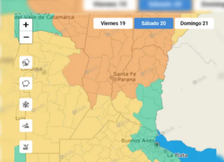 Alerta naranja por tormentas fuertes para el norte de la provincia este sábado