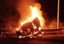 Cuatro personas murieron calcinadas en un vehículo que perdió el control en la ruta 14