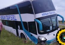 Fuerte discusión entre choferes provoca despiste de colectivo en la Ruta Nacional N° 14